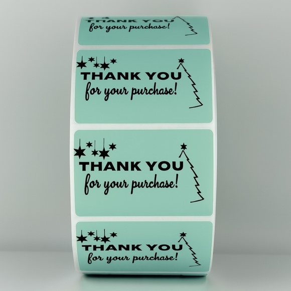 Thank You For Your Purchase Stickers Christmas Tree & Stars - Holiday Packaging - Picture 1 of 11